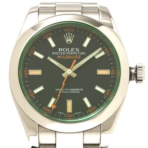 【1年間保証・仕上げ済】ROLEX ロレックス ミルガウス 116400GV G番 SS ブラック文字盤×シルバー 自動巻 腕時計 イージーリンク メンズ