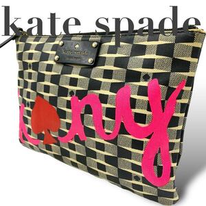 美品　kate spade ケイトスペード　ポーチ　チェック柄　小物入れ　化粧