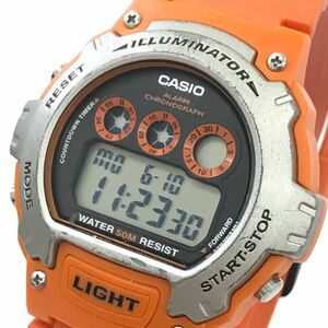 CASIO カシオ STANDARD スタンダード 腕時計 W-214H-4A クオーツ デジタル ラウンド オレンジ チプカシ クロノグラフ 電池交換済み 動作OK