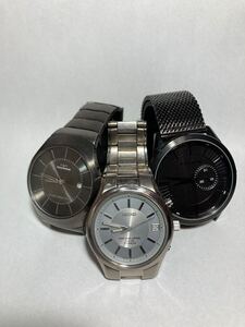  SEIKO/チタン/ソーラー電波/シルバー/渡辺力監修モデル、POLICE/SS/ブラック/スウィープ運針/メッシュ、TECHNOS/SS/BK系GR/立体風防等3点