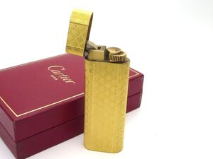 1000円スタート ガスライター Cartier カルティエ オーバル 楕円形 ゴールド ローラー 着火未確認 喫煙グッズ 喫煙具 ケース付 WHO H60063