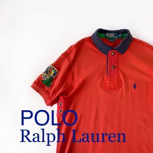 POLO Ralph Lauren CUSTUM FIT 半袖 ポロシャツ 鹿の子 ビンテージディテール ポロ ラルフローレン ワッペン 170 S 4本針 カスタムフィット