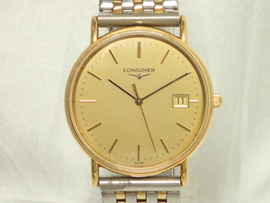 10114[T]LONGINES ロンジン メンズ腕時計 ゴールドカラー ラウンド デイト L4.636.2