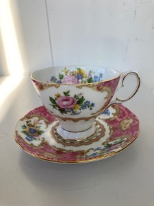 ROYAL ALBERT デミタスカップ＆ソーサー Lady Carlyle/ロイヤルアルバート BONE CHINA レディカーライル☆中古 