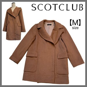 SCOT CLUB スコットクラブ YAMADAYA ヤマダヤ ウールコート アウター ジャケット おしゃれ 大人 上品 スタイルアップ ブラウン 防寒 M