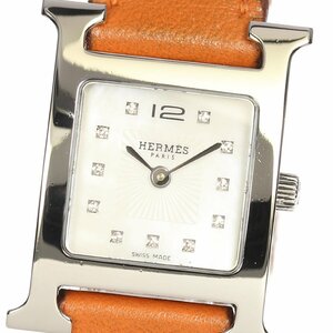 ☆良品★内箱・保証書付き【HERMES】エルメス Hウォッチ ミニ 11Pダイヤ HH1.210 クォーツ レディース