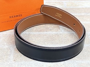 1円〜! 良品! HERMES/エルメス ボックスカーフ×クシュベル リバーシブル ベルト Y刻印 【3038y2】