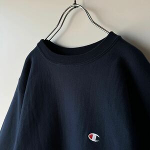 【1円スタート】 90s Champion チャンピオン リバースウィーブ スウェット Lサイズ USA製 ネイビー 紺色 無地 ビンテージ クルーネック