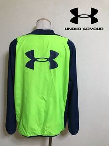 【美品】 UNDER ARMOUR アンダーアーマー ビッグロゴ サッカー 切替し トレーニング ウェア トップス サイズXXL 長袖 MSC1426 ネオンカラー