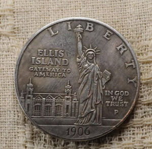 古銭 コイン　アメリカ 硬貨 エリス島 1906年 自由の女神 松明 Proof USA United States ELLIS ISLAND LIBERTY DOLLAR Coin 