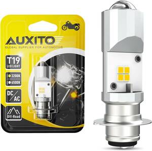 T19 AUXITO LEDヘッドライトバルブT19 P15D-25-1 PH7 バイク用LEDヘッドライト ３倍明るさアップ爆光