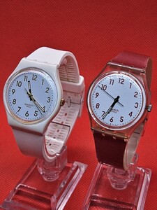 稼働品 スウォッチ Swatch ２個セット ケース幅リューズ込み35ミリ ユニセックス腕時計 電池交換済み G1527