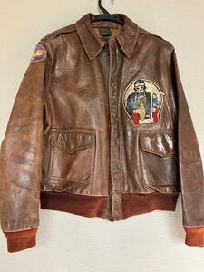 【極上品】実物オリジナル 1942年 USAAF 死神 “Aero Leather Clo.co” A-2 CBI パッチ ブラッドチット 40フライトジャケット エアロレザー