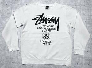 00s STUSSY ステューシー ワールドツアー 両面プリント スウェット　　00年代 Y2K トレーナー 染み込みプリント オールド サーフ 柳9026