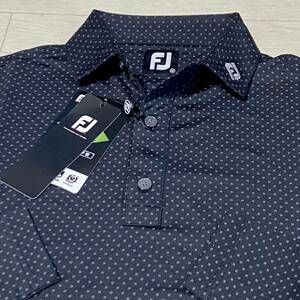 新品◆FootJoy フットジョイ フラワー柄 吸汗速乾 ストレッチ 長袖ポロシャツ/ブラック/サイズM/送料185円