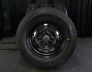 [中古リペア鉄スチール新品スタッドレス4本] スズキ純正マットブラック未使用DUNLOPアウトレット155/80R13インチダウンハスラーKEIケイ美品