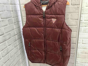 【タグ付美品】GUESS／LOGAN HOODED PUFFER VEST／サイズXS／ダウン／ワインレッド／ダウンベスト／ゲス