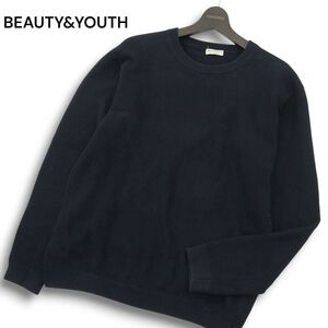 BEAUTY&YOUTH ユナイテッドアローズ 通年 ガス コットン ダイアゴナル ニット セーター Sz.XL メンズ ネイビー 大きいサイズ　A4T13224_C#L