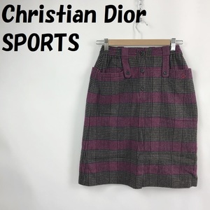 【人気】Christian Dior SPORTS/クリスチャンディオール スポーツ タイトスカート 膝丈 チェック柄 パープル/ブラウン系 サイズM/S4577