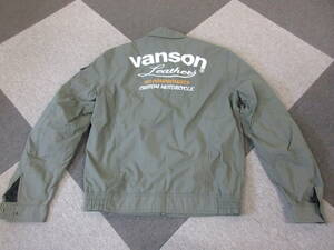 VANSON ナイロン ライダースジャケット L 緑 メッシュライナー バンソン VS18101S ライディング バイクウェア 単車 刺繍 