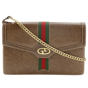 GUCCI グッチ オールドグッチ シェリーライン 2WAYクラッチ ショルダーバッグ PVC 茶 レディース【I171624154】中古