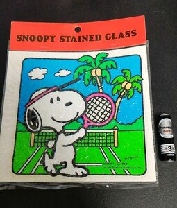 レトロ 未使用 スヌーピー ステンドグラス ステッカー テニス SNOOPY ピーナッツ QUANTASIA 80s 1UJ