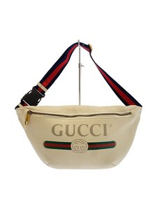 GUCCI◆ウエストバッグ_GUCCIプリント/レザー/WHT