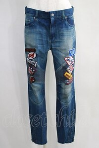 HYSTERIC GLAMOUR / CLASSIC PATCH BIKER DENIMスリムパンツ M ブルー H-24-08-30-023-PU-PA-KB-ZH