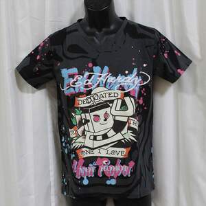 エドハーディー ED HARDY メンズ半袖Tシャツ チャコール Sサイズ 新品 Vネック YOU ROBOT