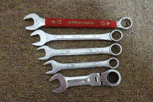 棚5・A183　SEVEN・K　14/GEARTECH　SK11/METAL　TOOL　15　コンビネーションレンチ　5点セット　