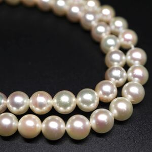 1円〜!!▲アコヤ本真珠ネックレス2点おまとめ▲J 約63.2g 約42.0-43.0cm 約7.0mm珠 パール pearl necklace jewelry DF0/- C220