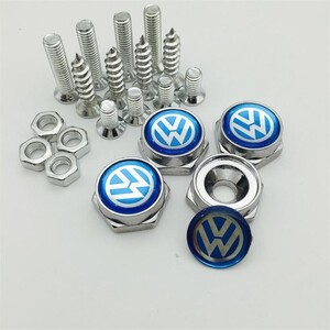 ★フォルクスワーゲン VOLKSWAGEN★87★ ナンバープレート ボルトキャップ カバー 盗難防止ねじ 4個セット ドレスアップ ネジ ステンレス製