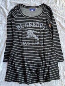 BURBERRY/バーバリーブルーレーベル フレアワンピース 38 ボーダー 黒