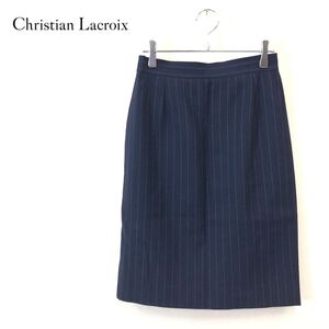 1O2384-F-N◆ フランス製 ◆ Christian LACROIX クリスチャンラクロワ タイトスカート ボトムス ストライプ 柄◆38 ウール 古着 レディース