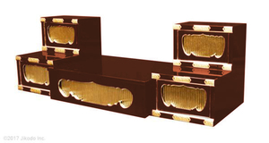 【寺院仏具】潤み塗り 仏像台セット 中央仏像台1台、左右雛壇2台のセット国内自社工場製作 木製寺院仏具(受注生産品)(商品番号11199u)
