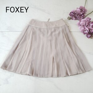 FOXEY NEW YORK シフォンプリーツスカート ベージュ 40サイズ