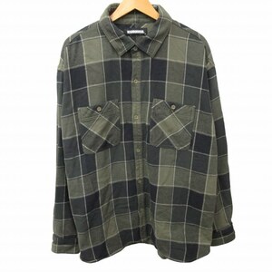 未使用品 ネイバーフッド NEIGHBORHOOD 22AW タグ付 ネルシャツ チェックシャツ 裏起毛 221ARNH-SHM01 長袖 カーキ グレー XLサイズ