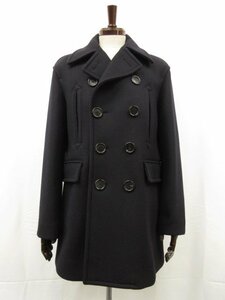 極美品【バーバリー BURBERRY】ITMERKEY38LOR 極上肉厚生地 ダブルボタンチェスターコート (メンズ) size48 ネイビー系 伊製 ■17HR3428■