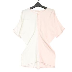 マルニ MARNI バイカラー ヘンリーネック Tシャツ 半袖 カットソー トップス 42 L ホワイト ライトピンク ur130