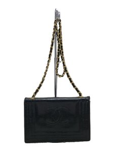 CHANEL◆リザード/チェーンショルダー/ココマーク/ショルダーバッグ/レザー/BLK