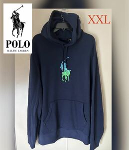 【送料無料】新品 Polo Ralph Lauren ポロ ラルフローレン★メンズ パーカー ビッグポニー フーディ XXL【3L～４L位】紺 プルオーバー