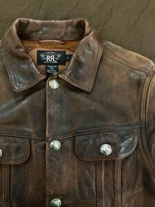 【傑作】極美品 RRL GAMBLER LEATHER JACKET ダブルアールエル コンチョ 茶芯 ギャンブラー レザージャケット ジャケット 2011年製 S