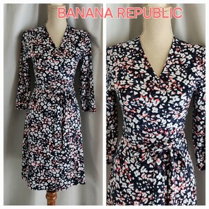 未使用レベル　BANANA REPUBLIC　可愛い配色のジャージワンピース　カシュクール仕様