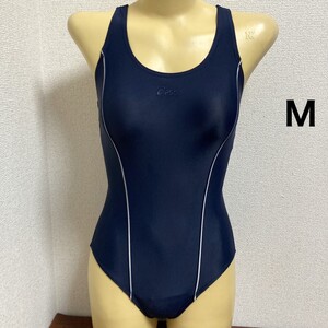 D423アシックス♪ストレッチ♪ネイビーにパイピングデザインの女子競泳水着♪アンダーやコレクションや撮影会にも♪サイズM