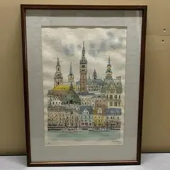 井口由多加 作　スイスの風景　水彩画　風景画