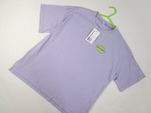 キッズ 新品タグ付 Material Blue bis ドロップショルダー 五分袖 ラウンドネック Tシャツ 150 パープル地 英字プリント 【メール便可】