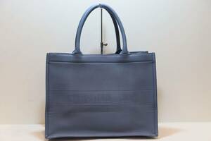 ★Christian Dior　クリスチャン ディオール　オールレザー　ブックトート　ミディアム　ブルーグレー　ハンドバッグ