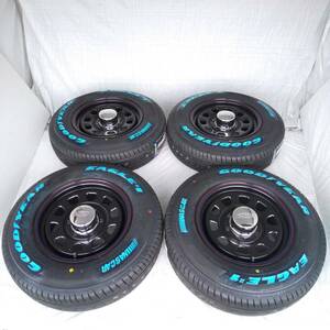 デイトナ 15-6.5J＋40 6-139.7 ブラック タイヤ付4本セット 195/80R15 GOODYEARナスカー ハイエース200系 (W0019＋S)