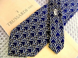 ♪34370D♪状態並品【ベルト 装飾 柄】トラサルディ【TRUSSARDI】ネクタイ