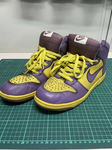 1円スタート　中古 送料無料 NIKE DUNK HIGH 1piece premium ナイキ ダンク ハイ 1ピース プレミアム イエロー パープル 07 左右サイズ違い